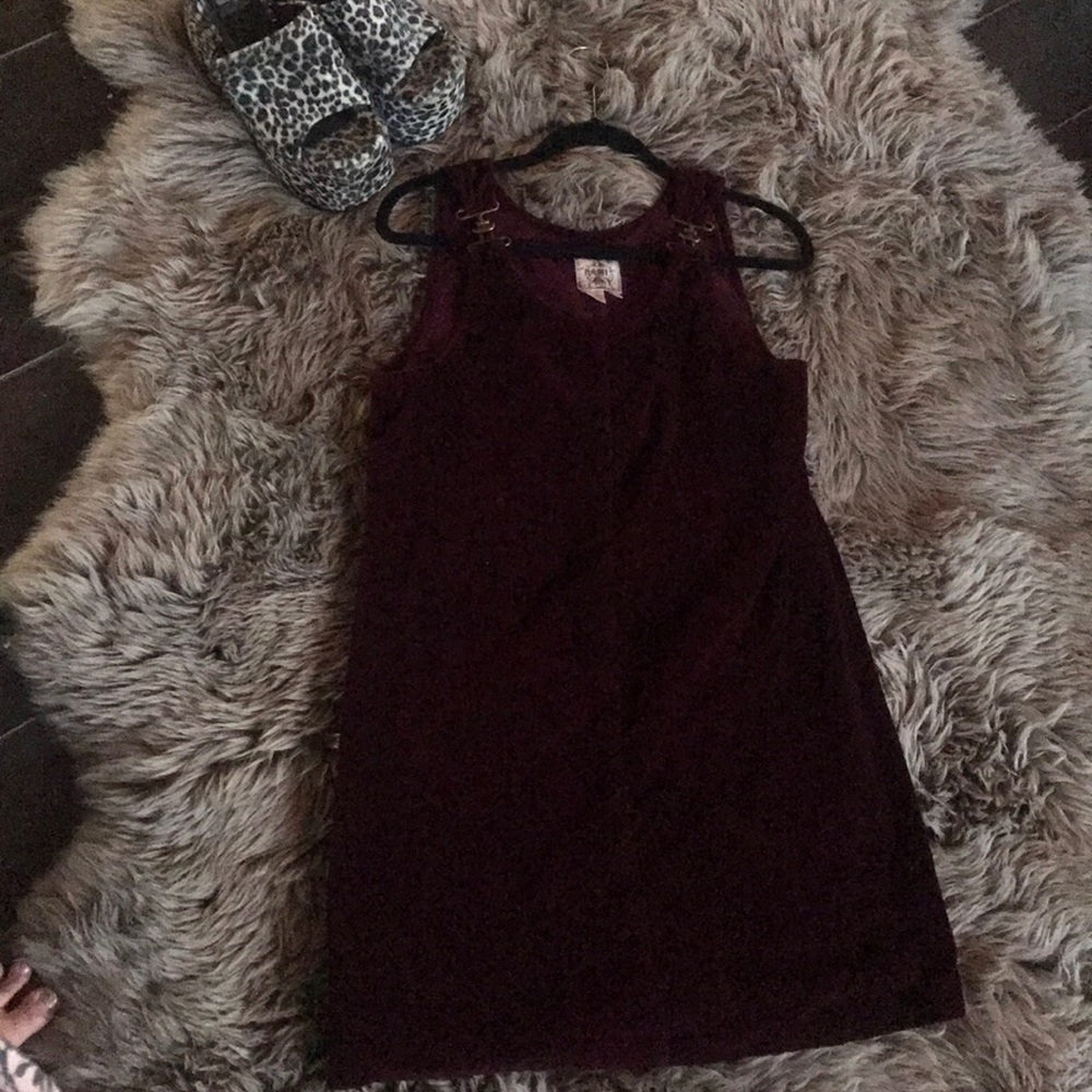 Maroon velvet overall dress
